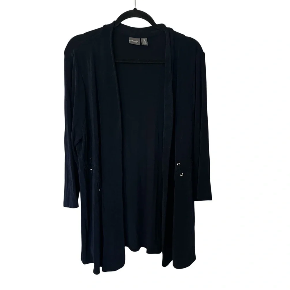 Traveler’s by Chico’s Women's Navy Open Front Long Sleeve Cardigan Sz 3 GUC
